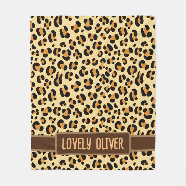 Wild Leopard Skin Fleece Blanket (Front)
