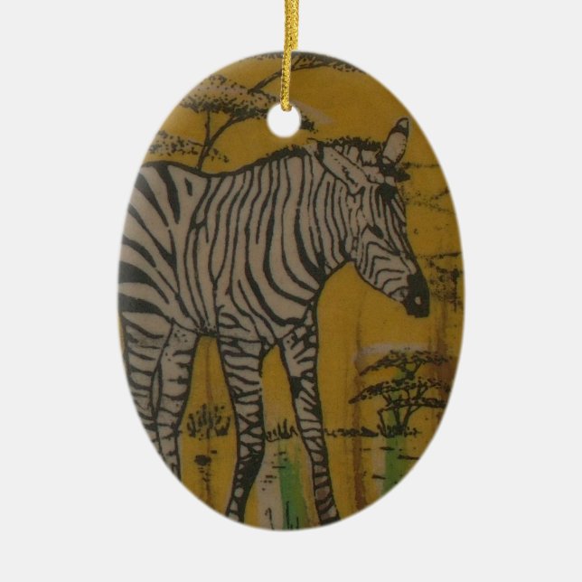 Wild Life Kenya African Safari Zebra.png Ceramic Tree Decoration (Front)