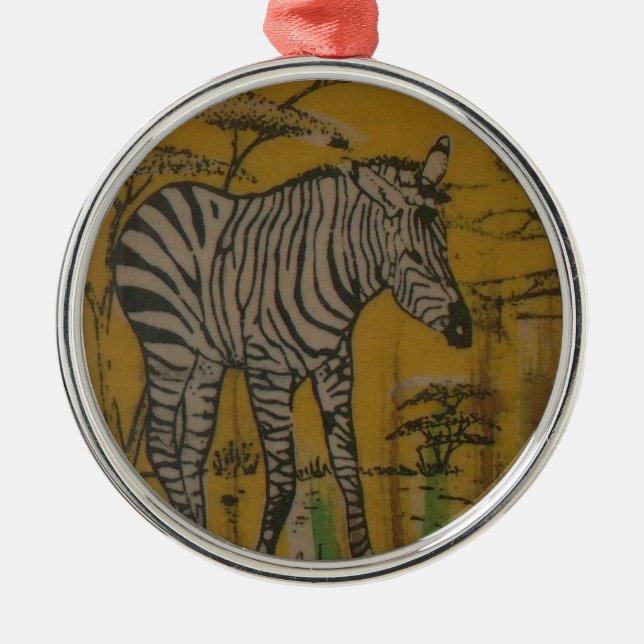 Wild Life Kenya African Safari Zebra.png Metal Ornament (Front)