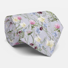 Wild Lilac Flower Floral Botanical Neck Tie