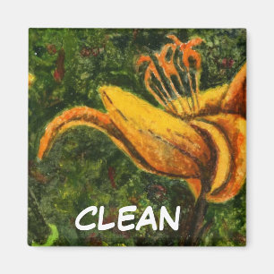"Wild Lily 1" Clean Dishwasher Status Magnet