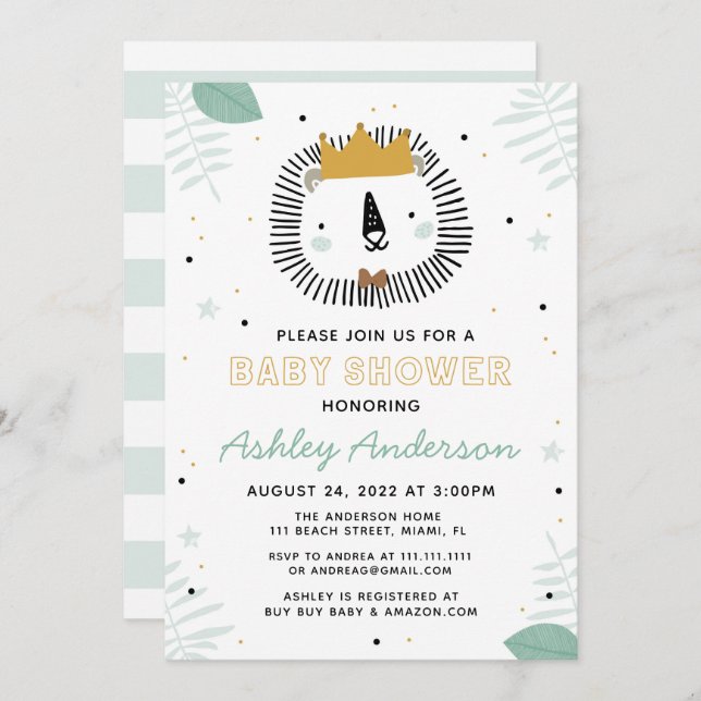 Wild Lion Baby Shower Invitation (Front/Back)