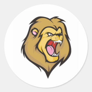 Wild Lion Cartoon Style Classic Round Sticker