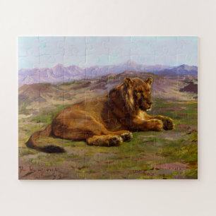 Wild Lion in an African Safari Landscape Jigsaw Puzzle