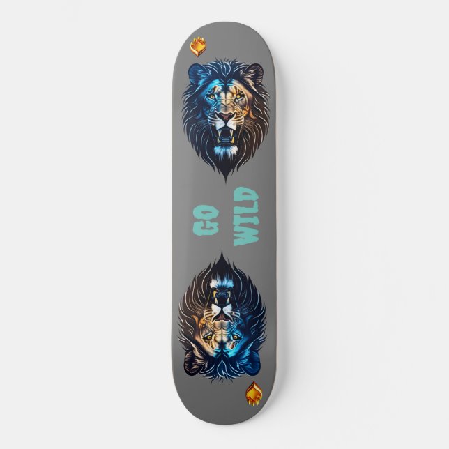 Wild Lion Skateboard | Wildlife Art Board (Front)