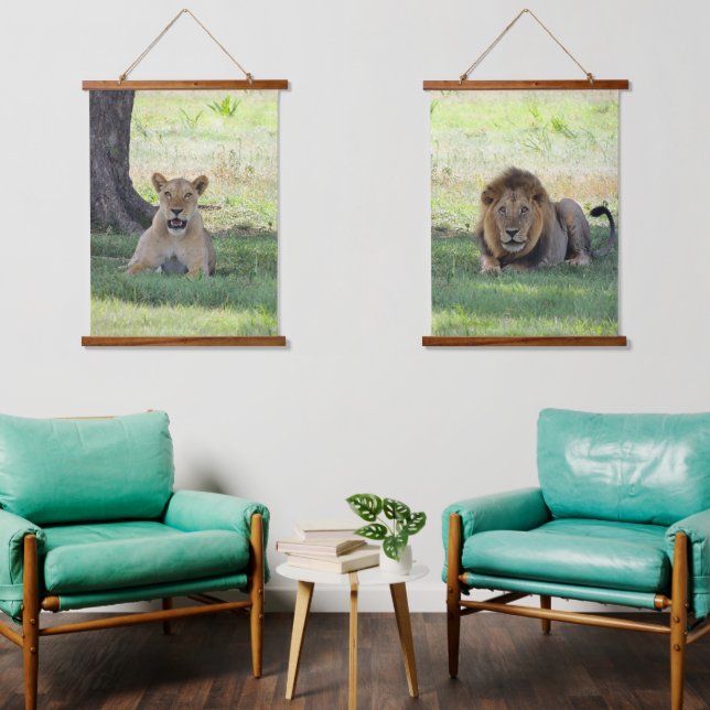 Wild Lions on the Forest Hanging Tapestry (Living Room)