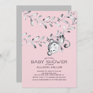 Wild Little Monkey Girls Baby Shower Invitation