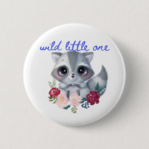 Wild Little One Racoon Button