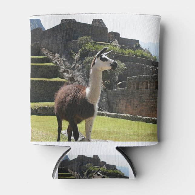 Wild Llama Near Ruins Can Cooler (Front)