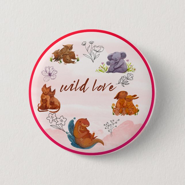 Wild Love Animal Button (Front)