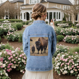 "Wild Love: The Bison and Her Calf" Denim Jacket