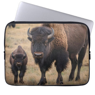 "Wild Love: The Bison and Her Calf" Laptop Sleeve