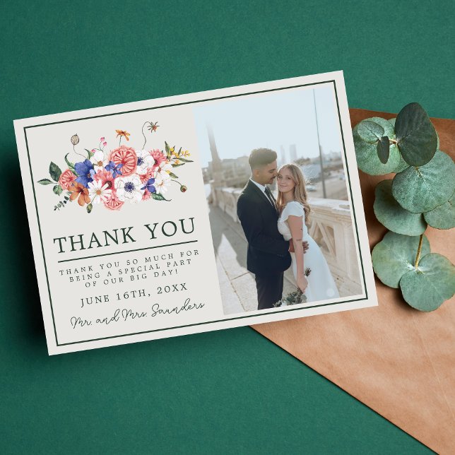 Wild Love Wildflower Boho Floral Wedding Thank You Card (Creator Uploaded)