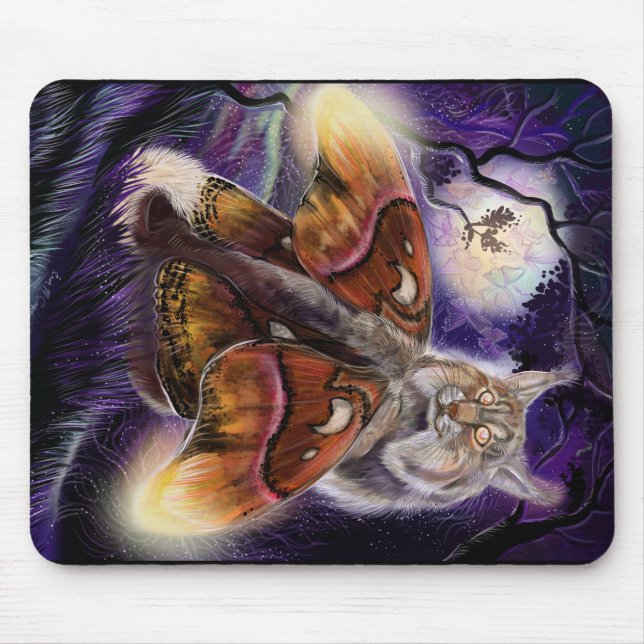 Wild Luminessense Moth Winged Lynx Mouse Pad (Front)