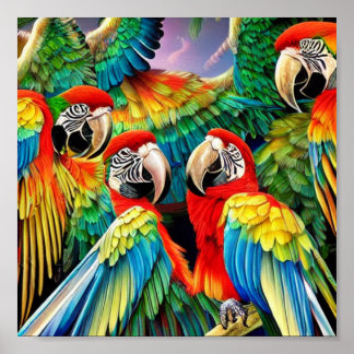 Wild Macaw Birds  Poster
