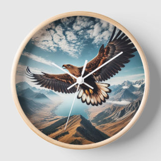 Wild Majesty Clock  Elegant Eagle Timepiece  
