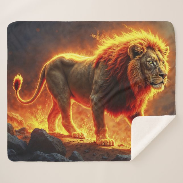 Wild majesty fire lion powerful lava predator  sherpa blanket (Front (Horizontal))