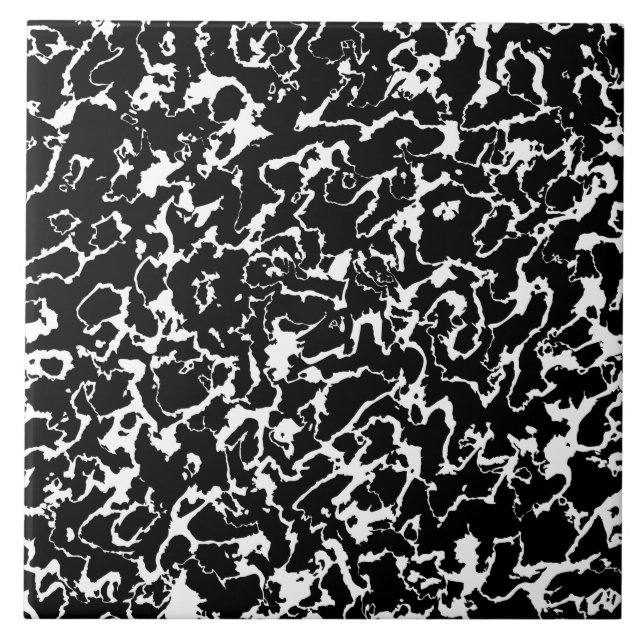Wild Marble 3 - black and white Ceramic Tile (Front)