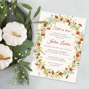 Wild Marigold Flowers Foliage Bridal Shower Invitation