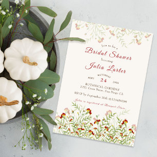 Wild Marigold Flowers Foliage Bridal Shower Invitation