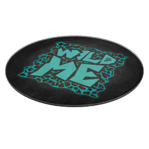 Wild Me Brown and Teal Leopard Design Cutting Board