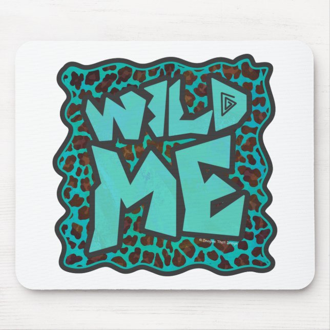 Wild Me Brown and Teal Leopard Design Mouse Pad (Front)