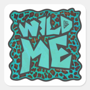 Wild Me Brown and Teal Leopard Design Square Sticker