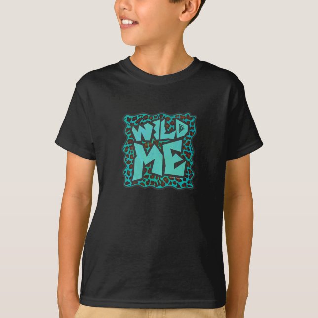 Wild Me Brown and Teal Leopard Design T-Shirt (Front)