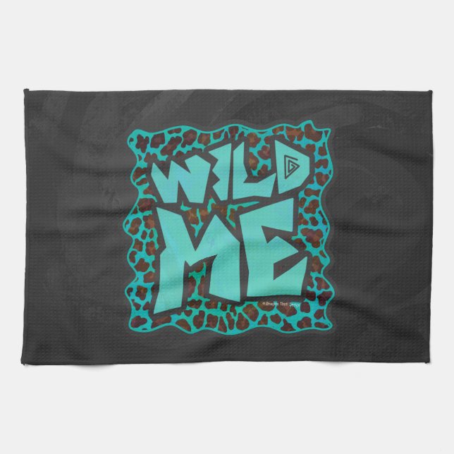 Wild Me Brown and Teal Leopard Design Tea Towel (Horizontal)