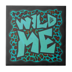Wild Me Brown and Teal Leopard Design Tile