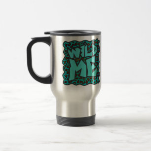 Wild Me Brown and Teal Leopard Design Travel Mug