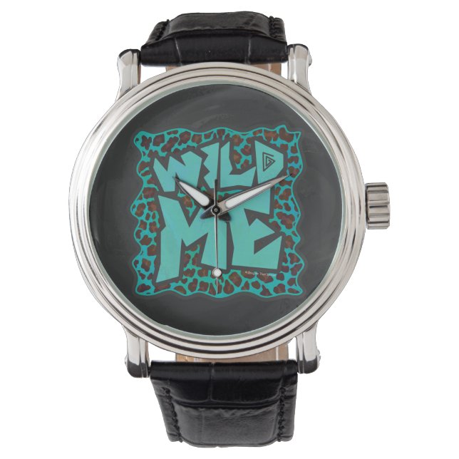 Wild Me Brown and Teal Leopard Design Watch (Front)