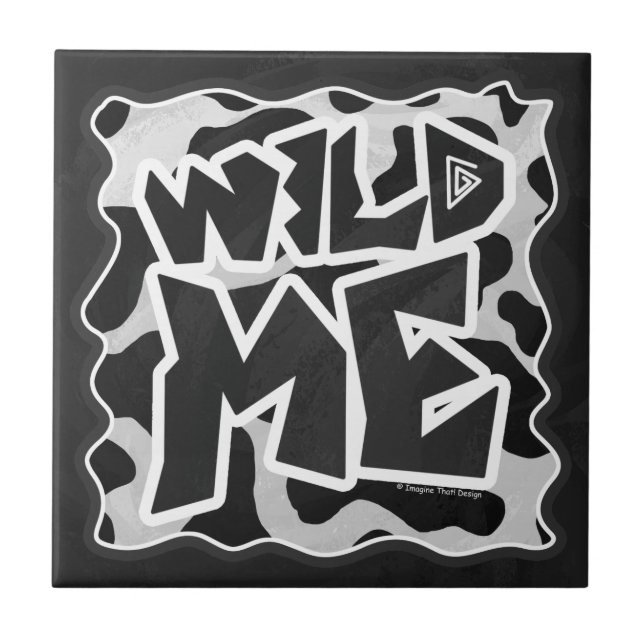 Wild Me Cow Black and White Ceramic Tile (Front)