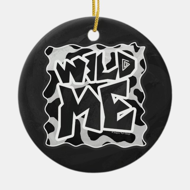 Wild Me Cow Black and White Ceramic Tree Decoration (Front)