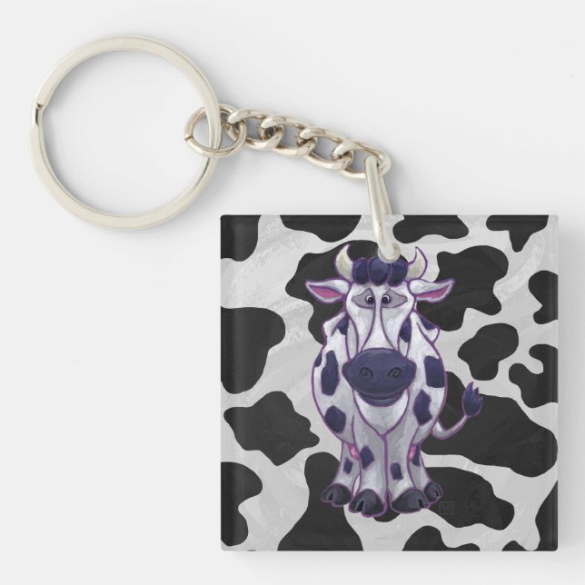 Wild Me Cow Black and White Key Ring (Front)