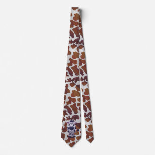 Wild me Cow Brown and White Print Tie