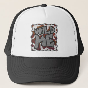 Wild me Cow Brown and White Print Trucker Hat