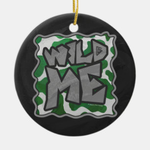 Wild Me Cow Green and White Print Ceramic Ornament