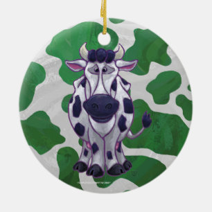 Wild Me Cow Green and White Print Ceramic Tree Decoration