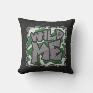 Wild Me Cow Green and White Print Cushion