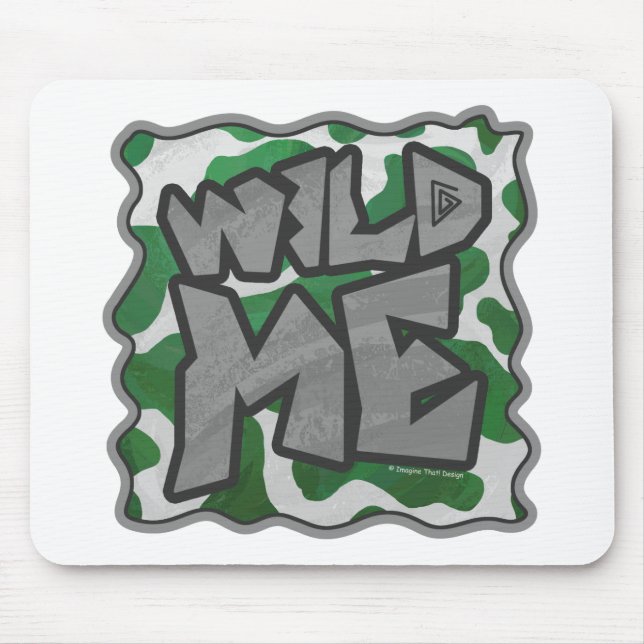 Wild Me Cow Green and White Print Mouse Pad (Front)