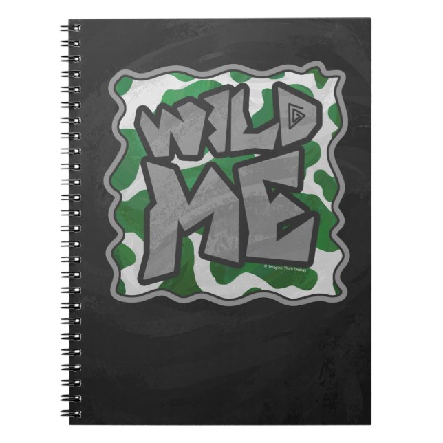 Wild Me Cow Green and White Print Notebook (Front)