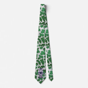 Wild Me Cow Green and White Print Tie