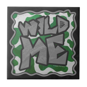 Wild Me Cow Green and White Print Tile