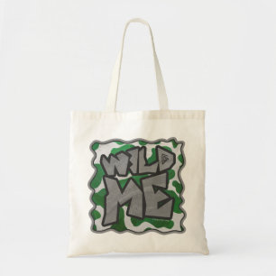 Wild Me Cow Green and White Print Tote Bag