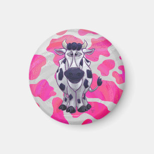 Wild Me Cow Pink and White Magnet