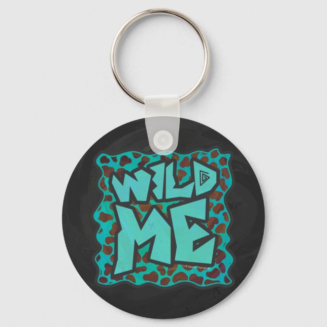 Wild me Dalmatian Brown and Teal Design Key Ring (Front)