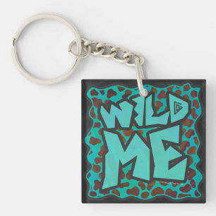 Wild me Dalmatian Brown and Teal Design Key Ring