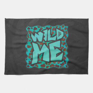 Wild me Dalmatian Brown and Teal Design Tea Towel