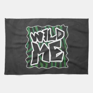 Wild Me Green and Black Zebra Pattern Tea Towel